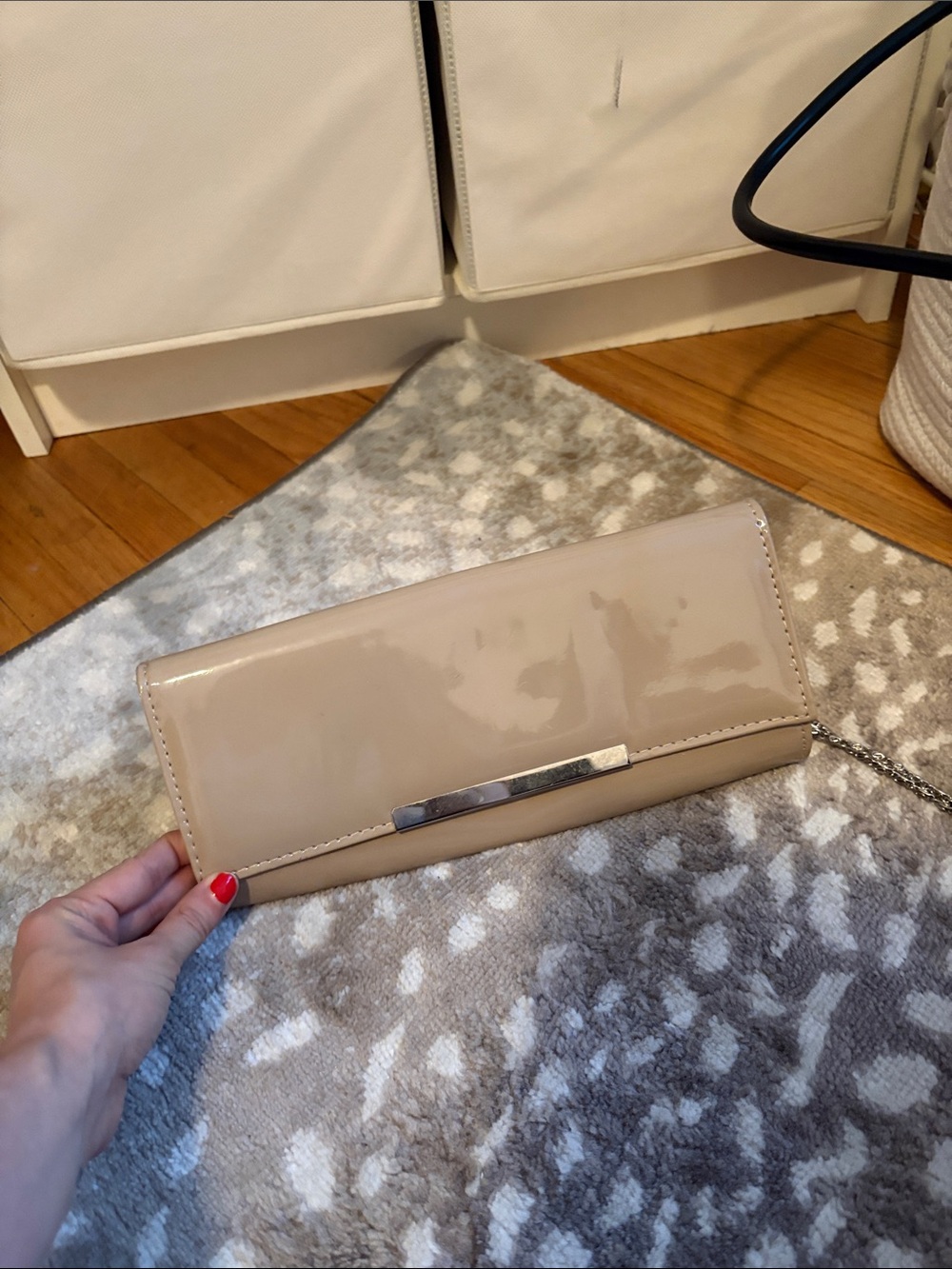 Patent Leather Clutch in Nude